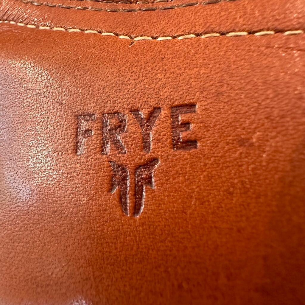 vintage-frye-cowboy-boots-mens-brown-leather-pull-on-FR16009-tan-riding-roper-ranch-farm-retro-logo